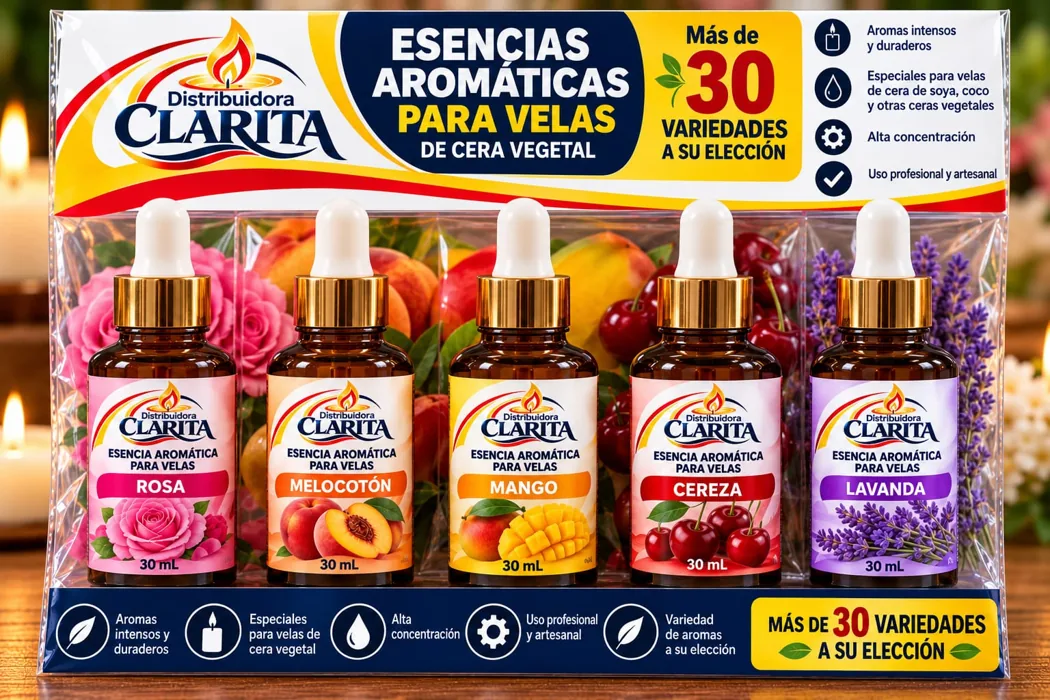 Esencias aromáticas CLARITA de rosa, mango, cereza, lavanda y melocotón